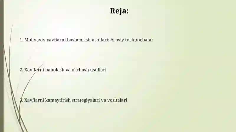 moliyaviy risklarni boshqarish usullari 2