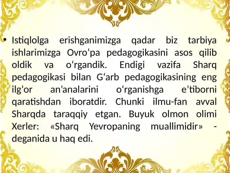 PEDAGOGIKA TARIXI FANSIFATIDA 2