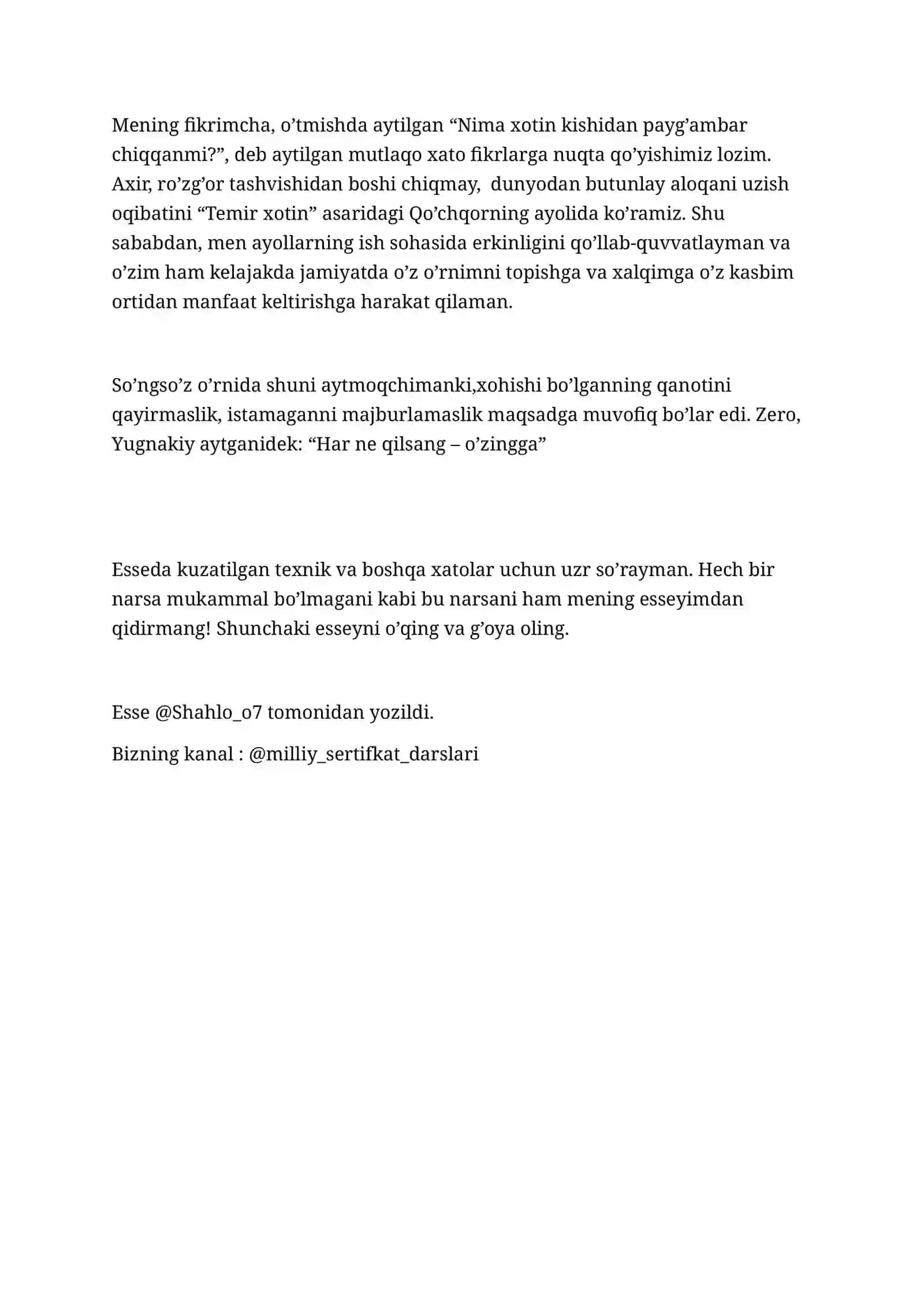 Xotin-qizlarning imkoniyatlari 2