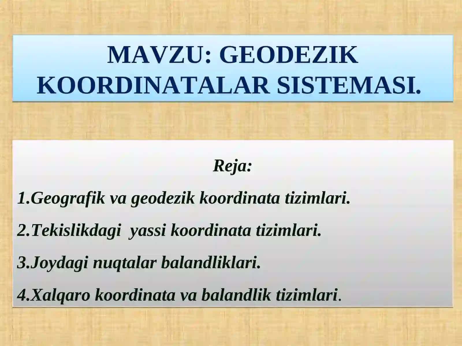 GEODEZIK KOORDINATALAR SISTEMASI 2