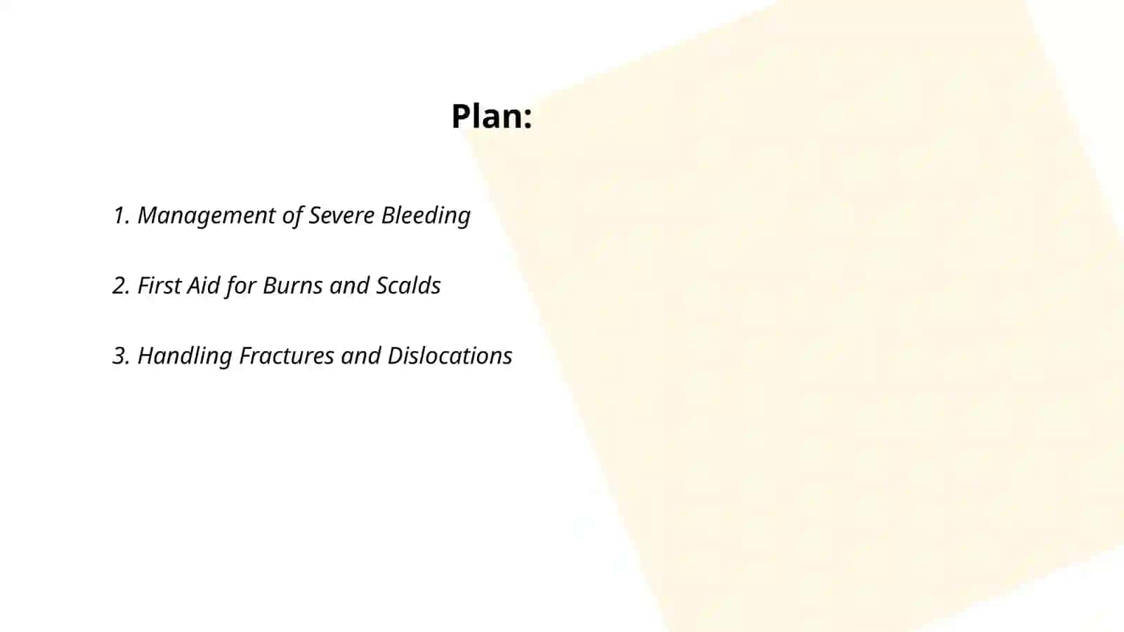 Giving first aid in the different emergency cases 2