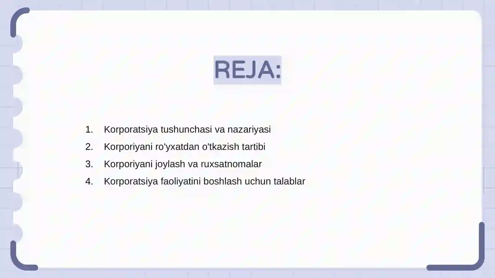 Korxona tashkil etish va faoliyatini to'xtatish 2