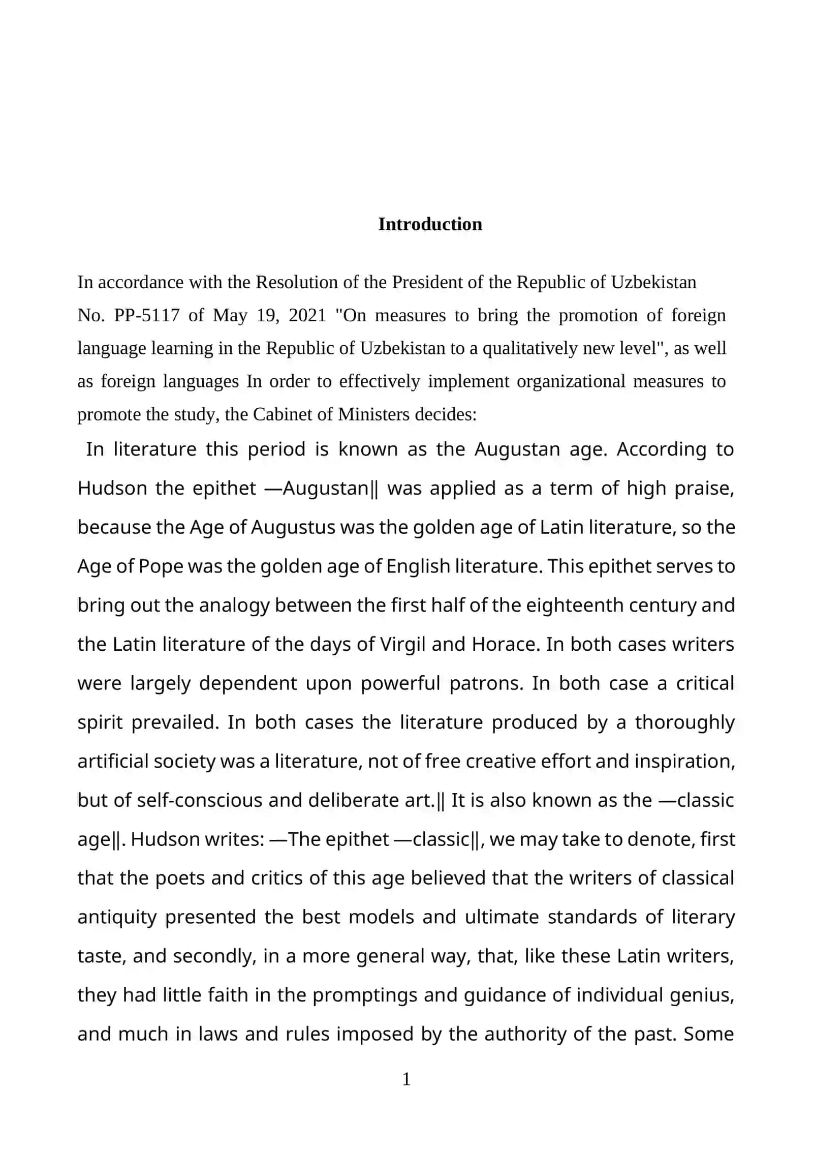 THE ROLE OF THE AUGUSTAN’S AGE IN THE ENGLISH LITERATURE 2