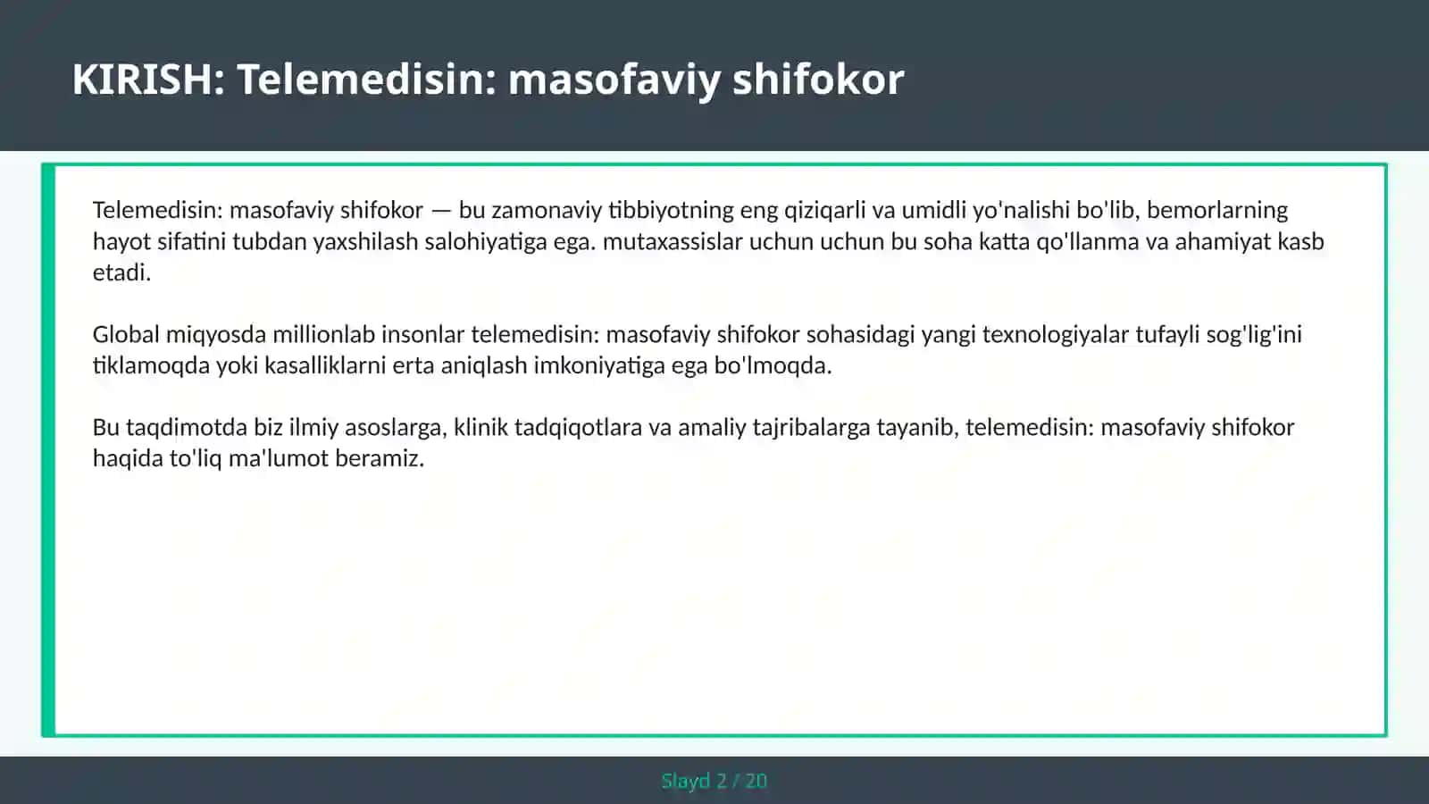 Telemedisin: masofaviy shifokor 2