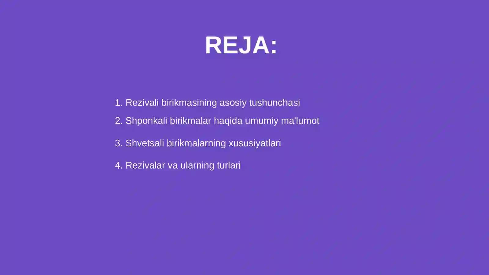 Rezivali birikmalar shponkali va shvetsali birikmalar 2