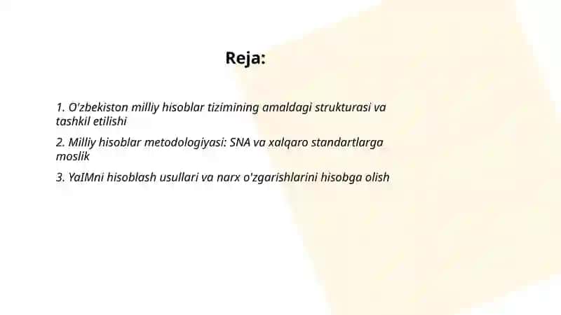 O'zbekiston milliy hisoblar tizmi holati va istiqbollari 2