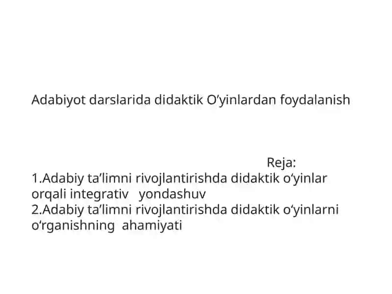 ADABIYOTO’QITISH METODIKASI 2