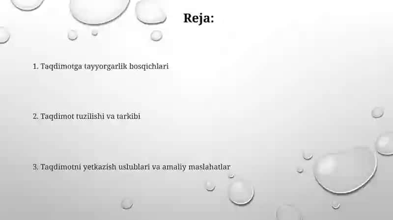 Taqdimot tayyorlash va amaliyotlar 2