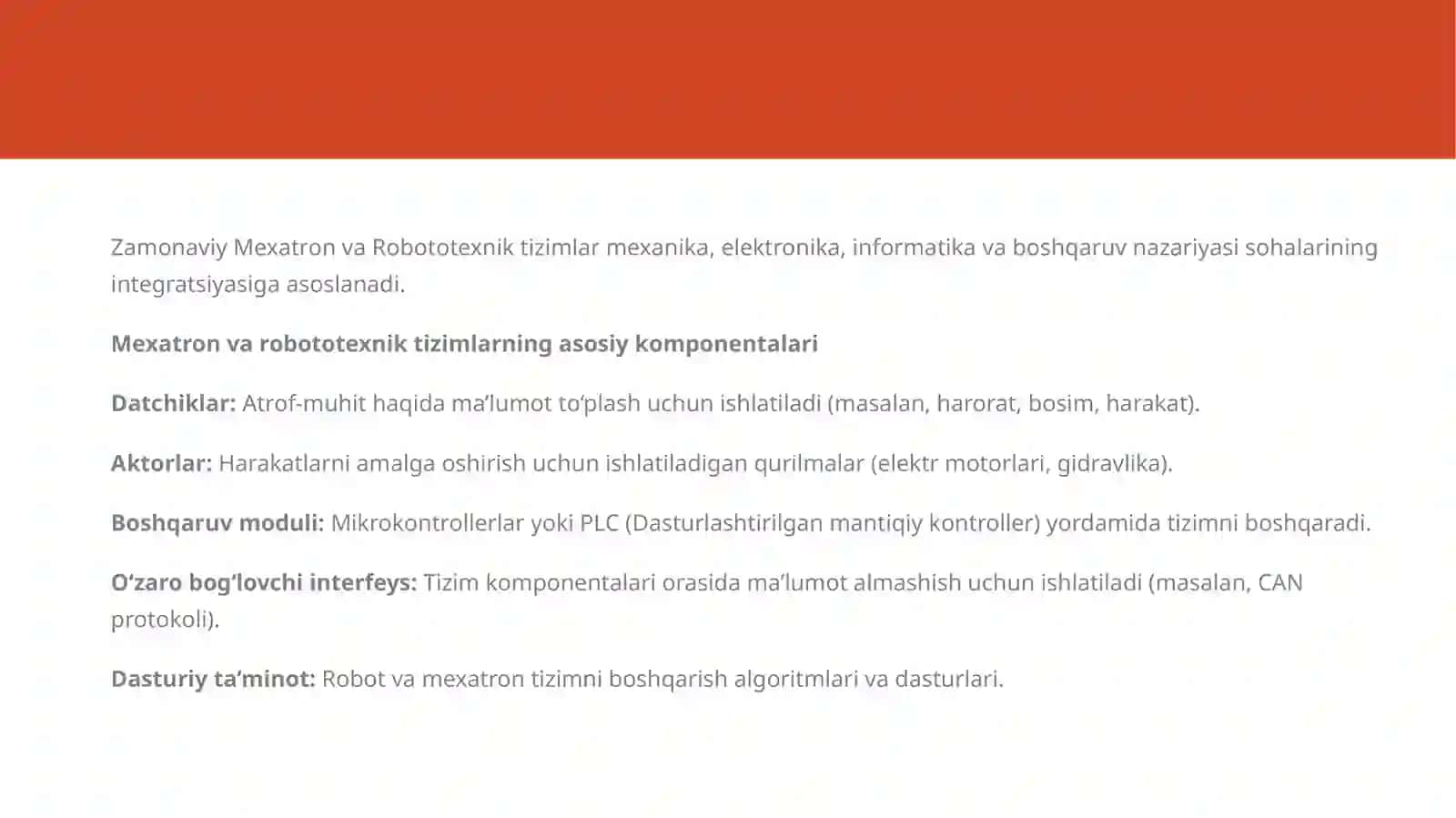 Zamonaviy mexatron va robototexnik tizimlar 2