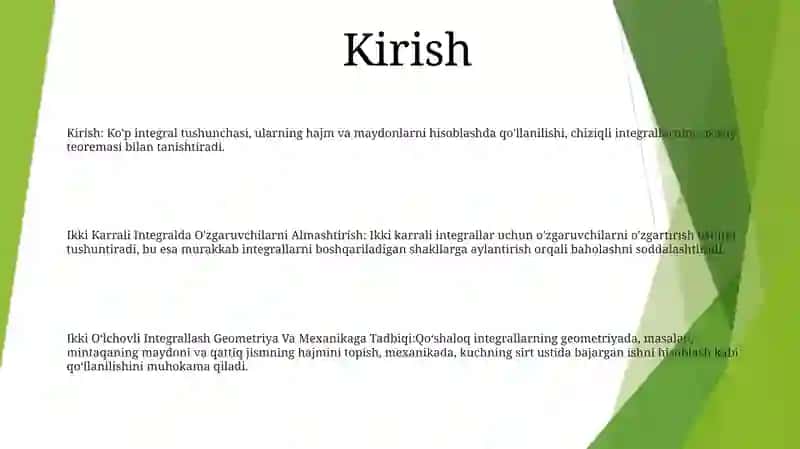Ikki Karrali Integralda Ozgaruvchilarni Almashtirish 2