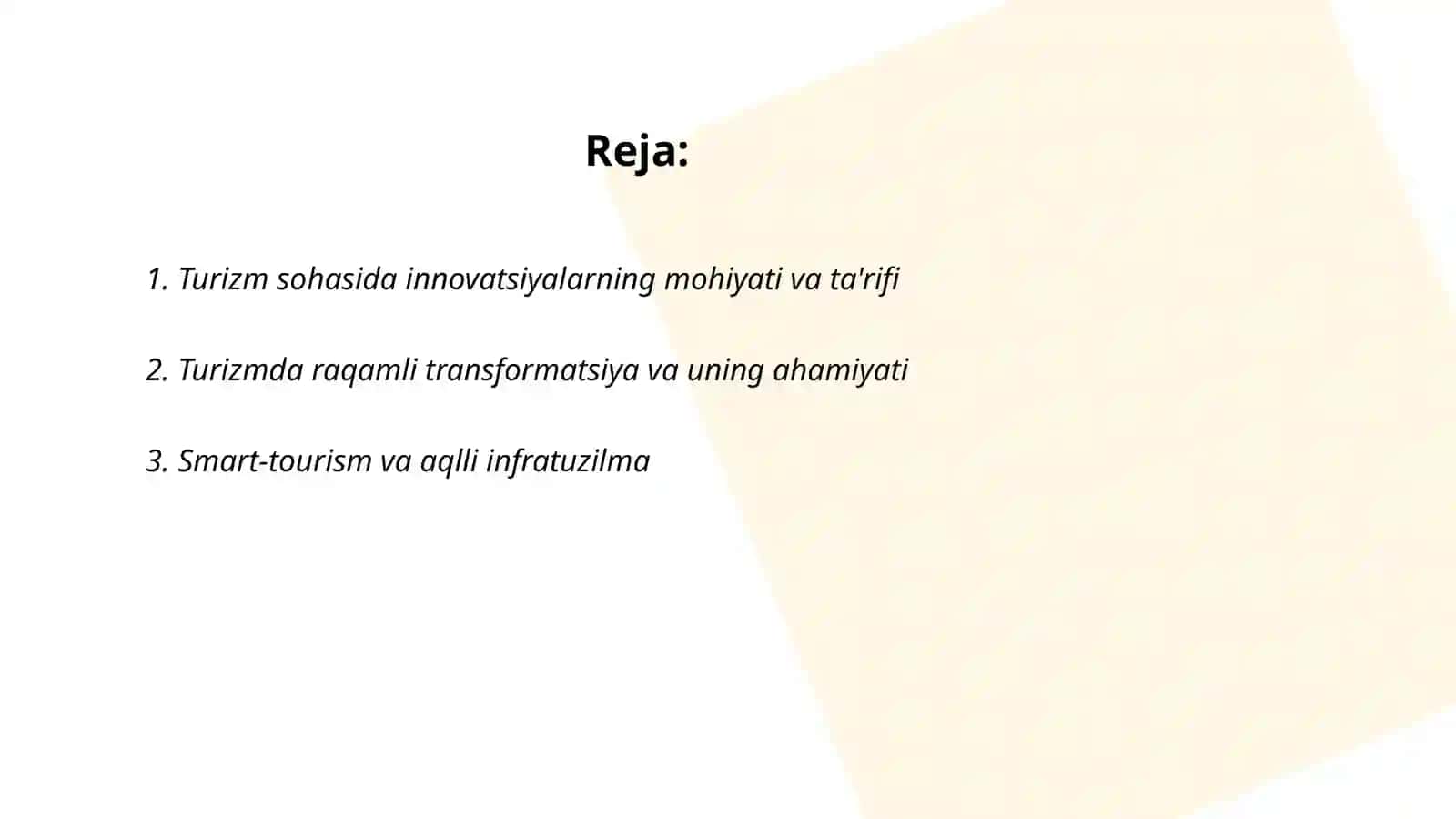 Turizm sohasida innovatsiyalarning mohiyati va ahamiyati 2