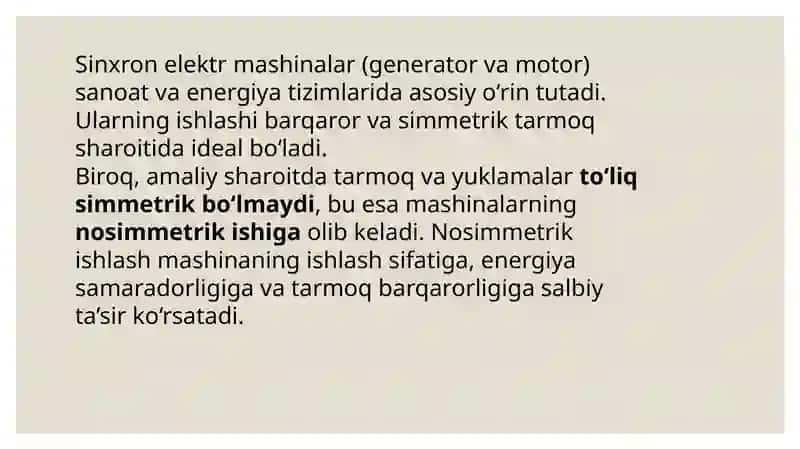 SINXRON ELEKTR MASHINALARNING NOSIMMETRIK ISHLASHI 2