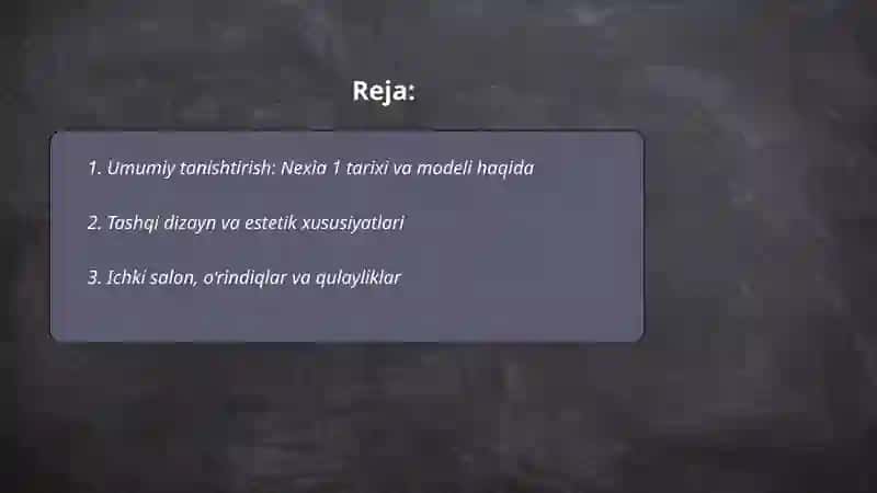 Nexia 1 avtomobili haqida to‘liq maʼlumotli slayd 2