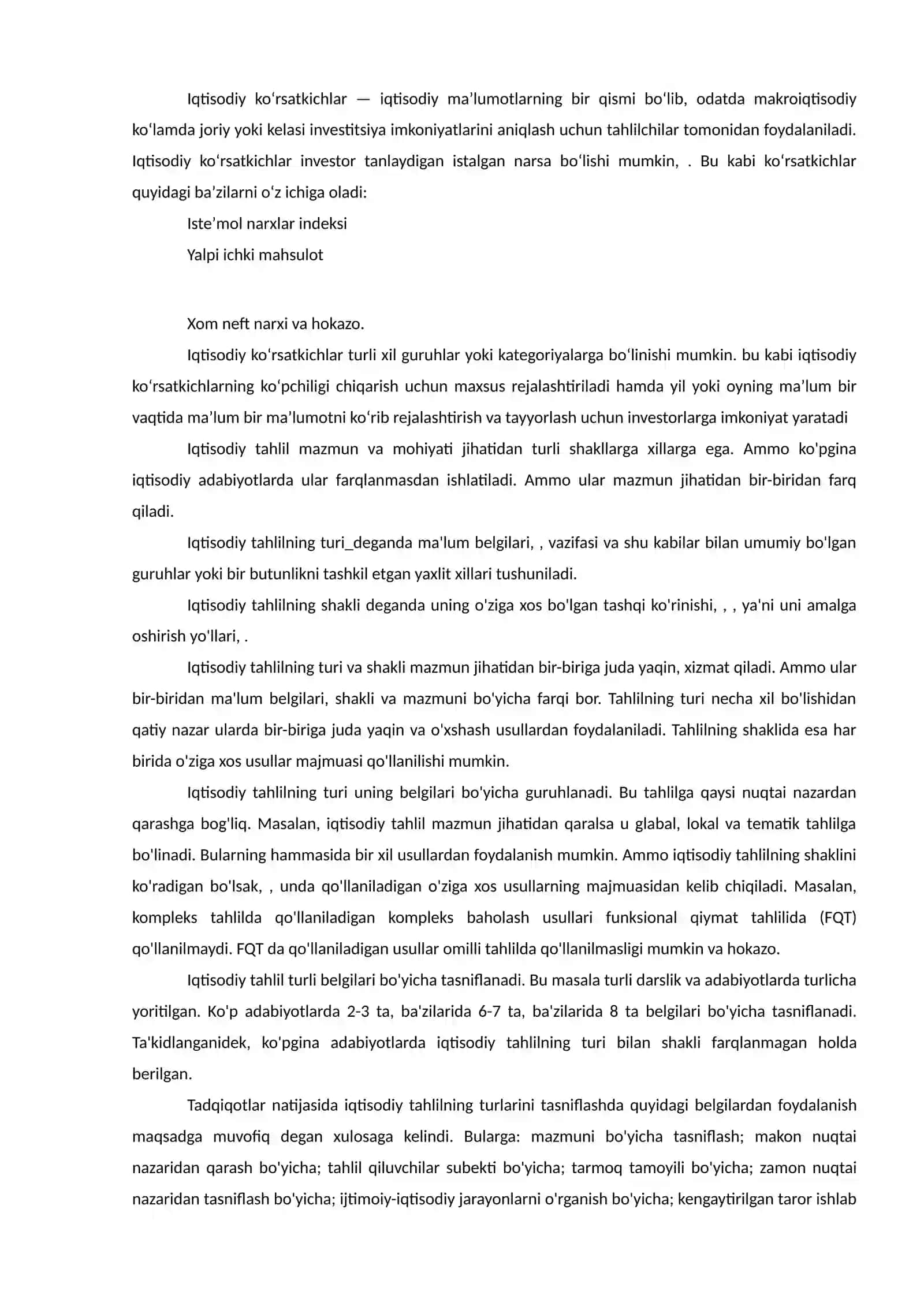 Iqtisodiy ko'rsatkichlar 2
