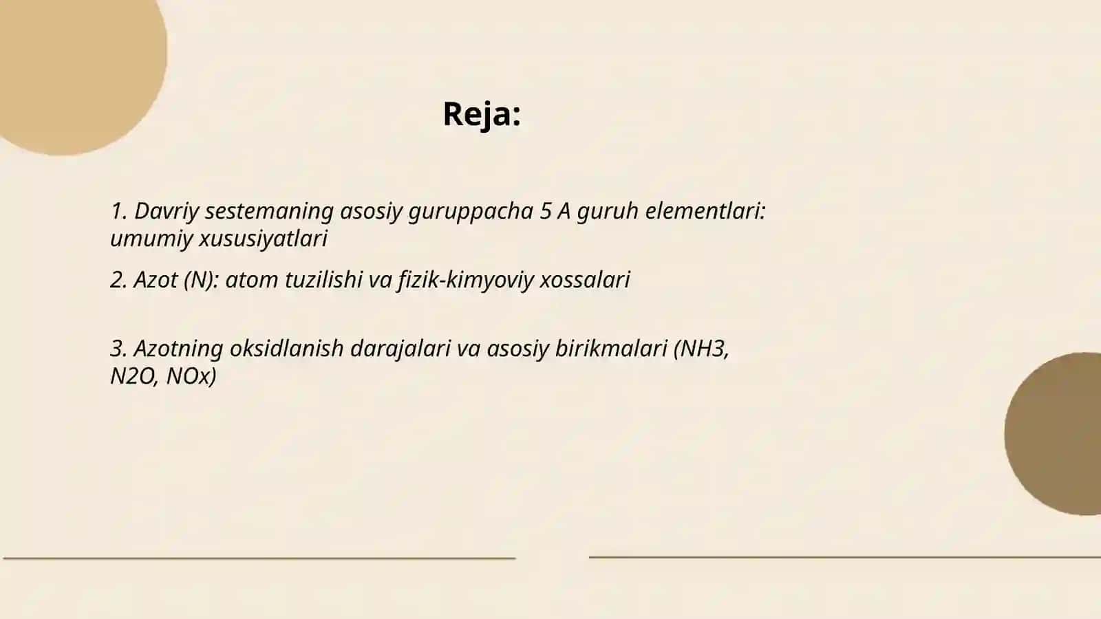 Davriy sestemaning asosiy guruppacha 5 A guruh elementlari 2