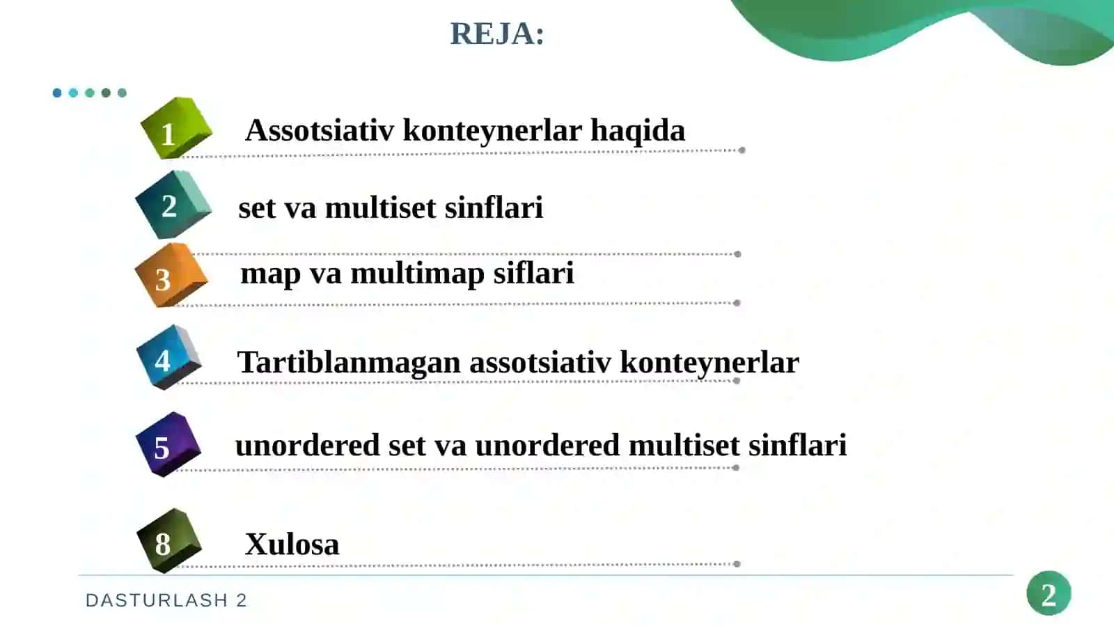 Assotsiativ konteynerlar, Tartiblanmagan assotsiativ konteynerlar 2