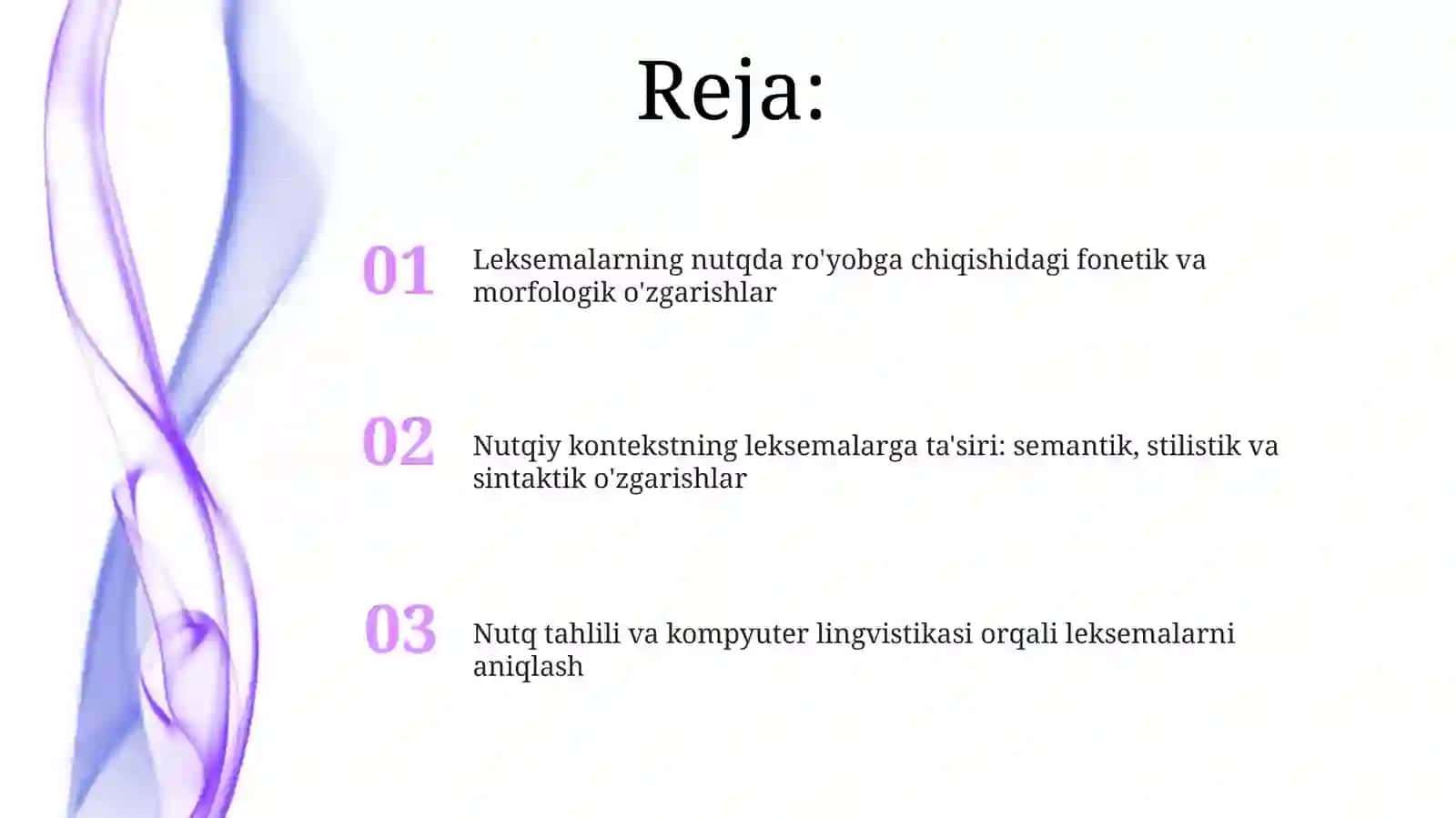 Leksemalarning nutq ko'rinishida xoslanishi 2