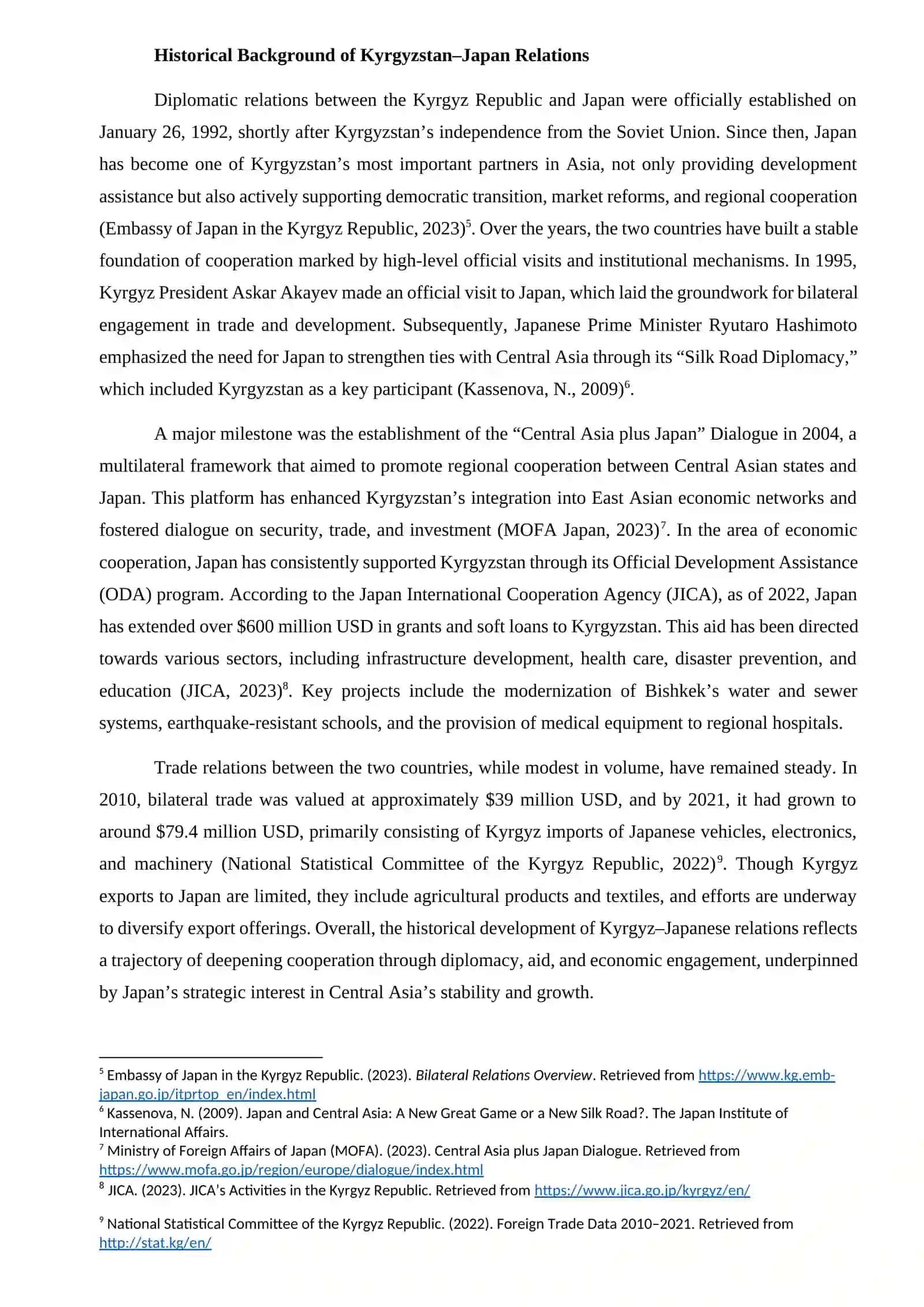 Analysis of the Development of Kyrgyzstan’s Modern Foreign Economic Relations with Japan 2
