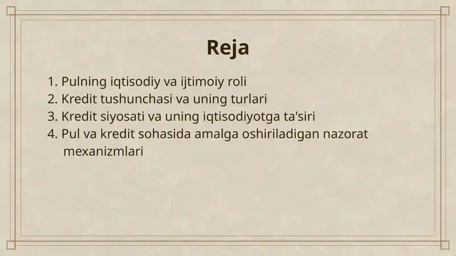 PUL VA KREDIT FANIGA KIRISH 2