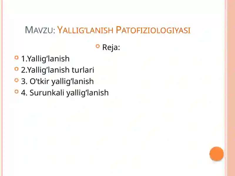 Yallig'lanish patofiziologiyasi 2