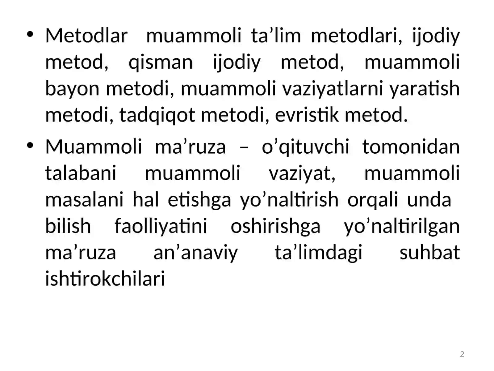 Muammoli Ta'lim Metodlari 2