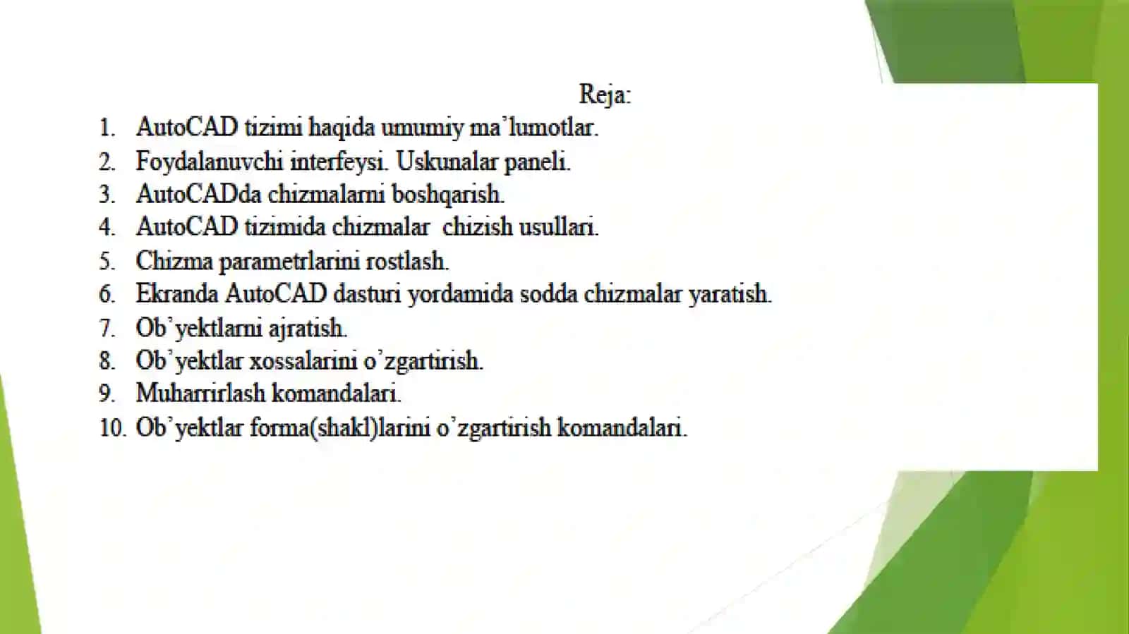 Auto CAD dasturi 2