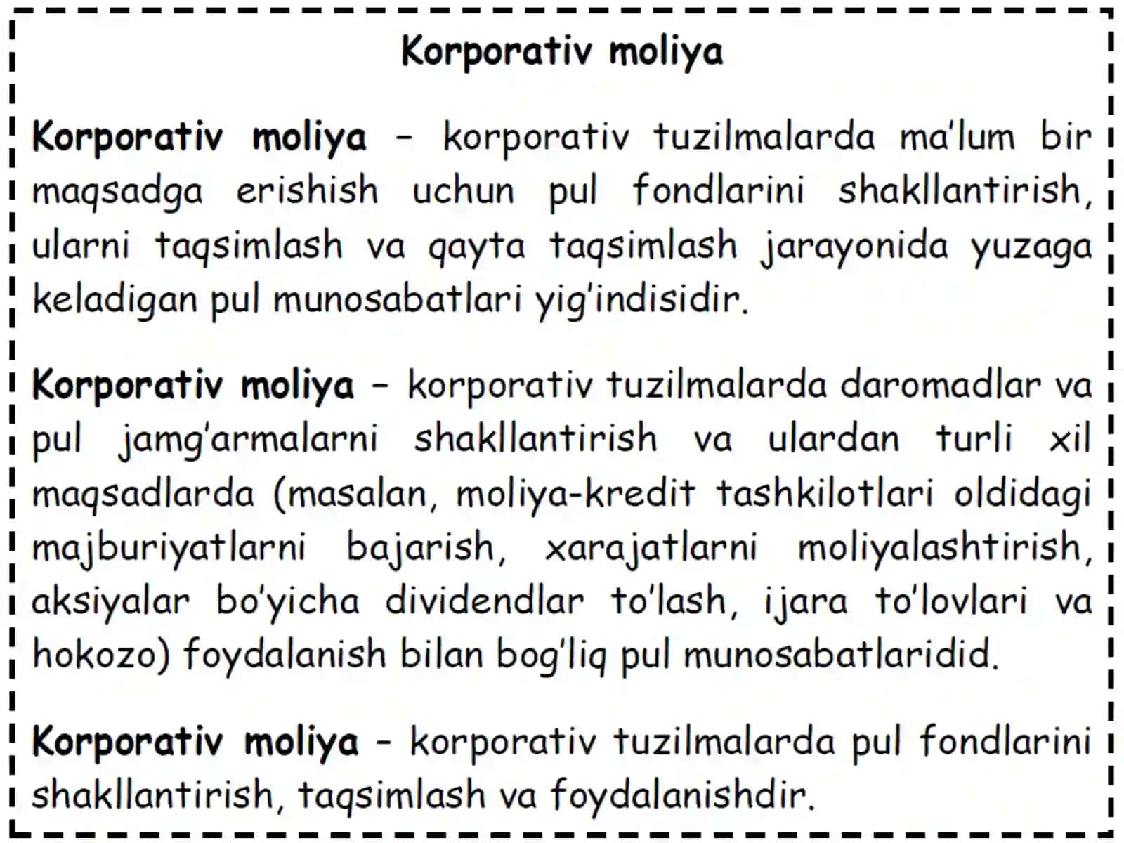 Korporativ moliya 2