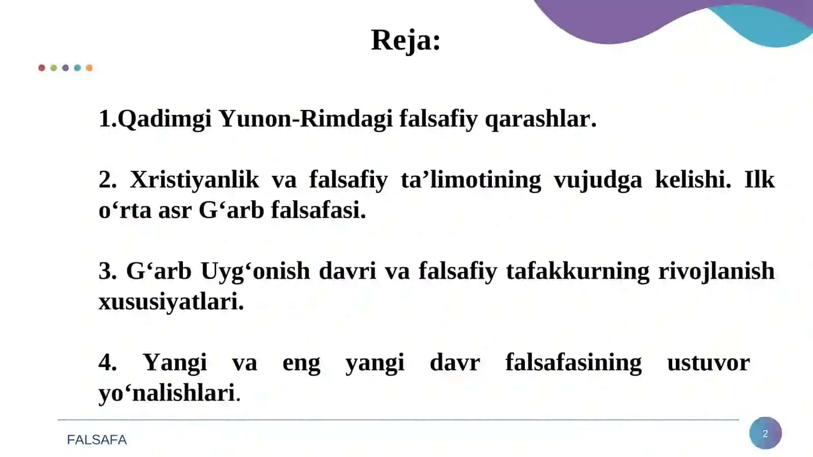Rеjа: Qadimgi Yunon-Rimdagi falsafiy qarashlar 2