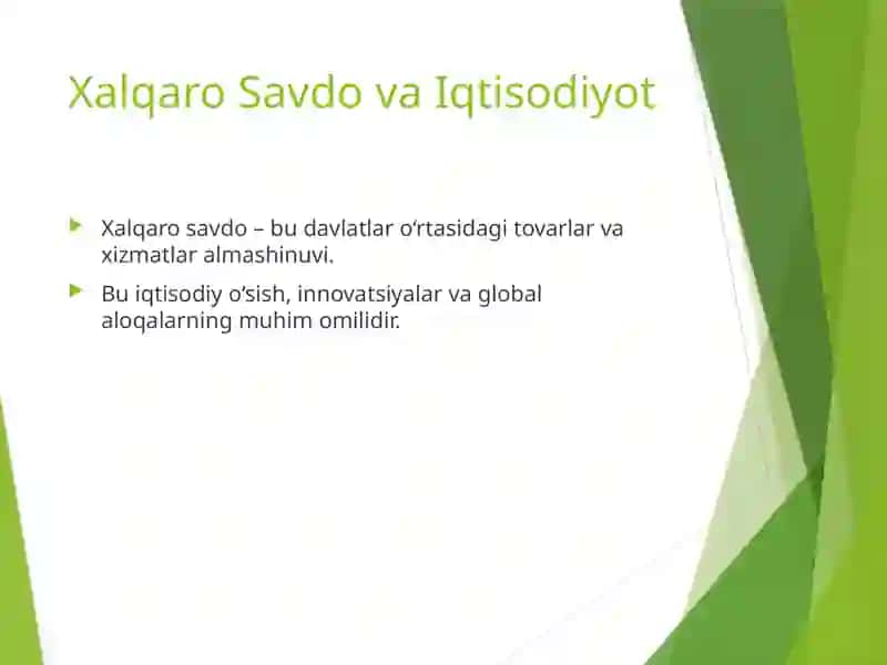 Xalqaro Savdo va Iqtisodiyot 2