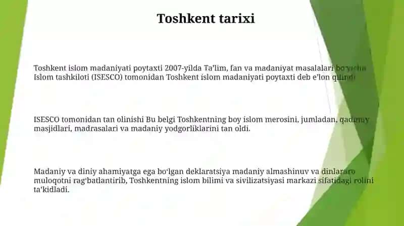 Toshkent Islom Madaniyati Poytaxti 2007 2