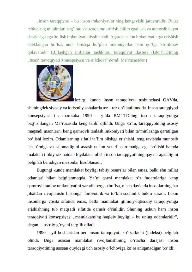 Inson taraqqiyoti konsepsiyasi 2