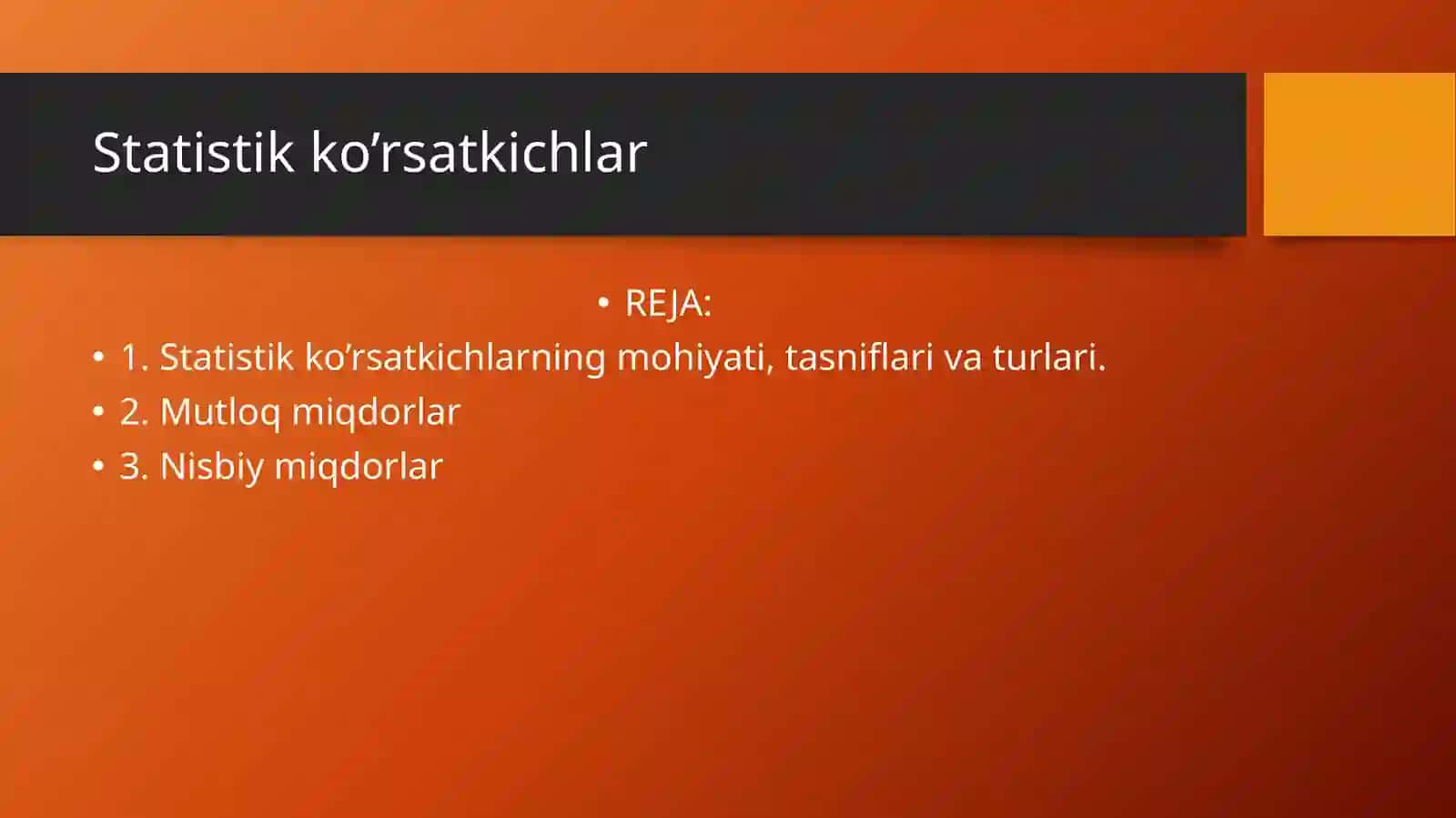 Statistik ko’rsatkichlar 2
