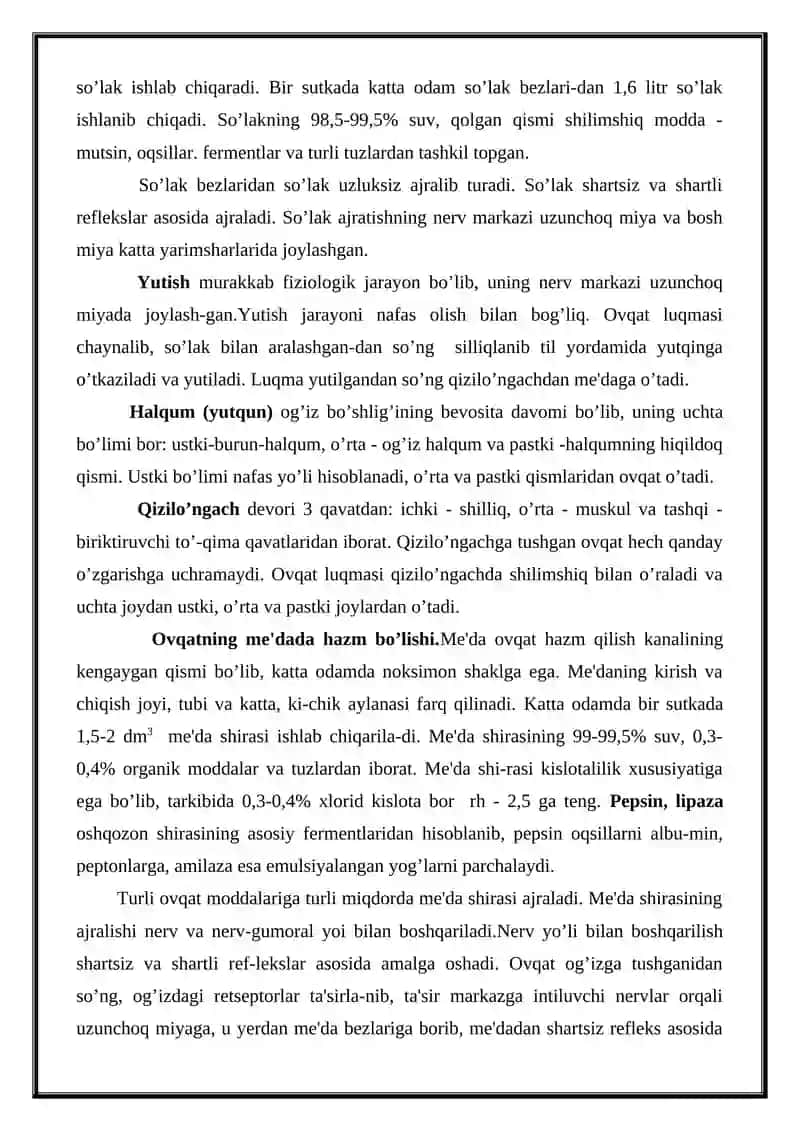 Ovqat hazm qilish jarayoni 2