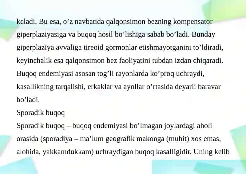 Endemik va sporadik bo'goq 2