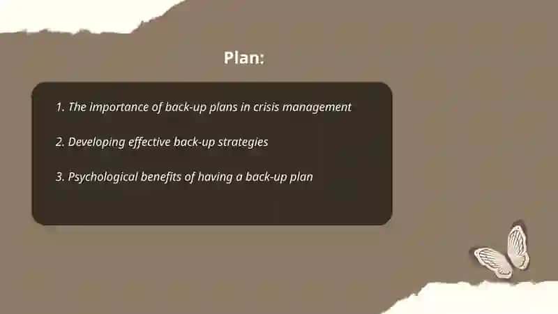 The role of back-up plans for crisis 2
