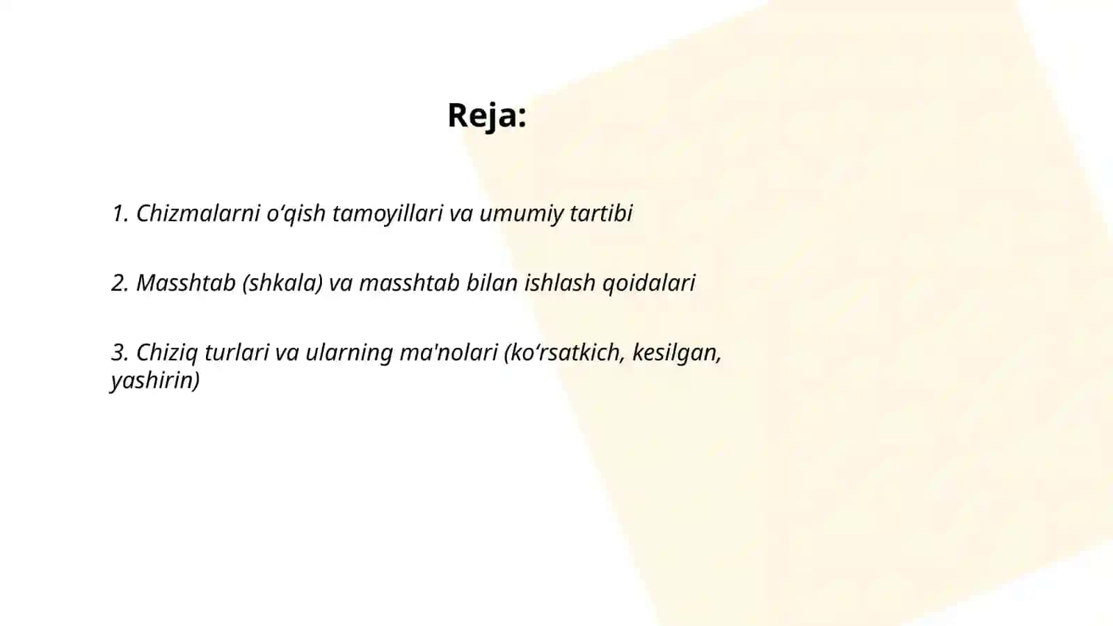 Chizmalarni OʻQISH TARTIBI VA QOIDALARI 2