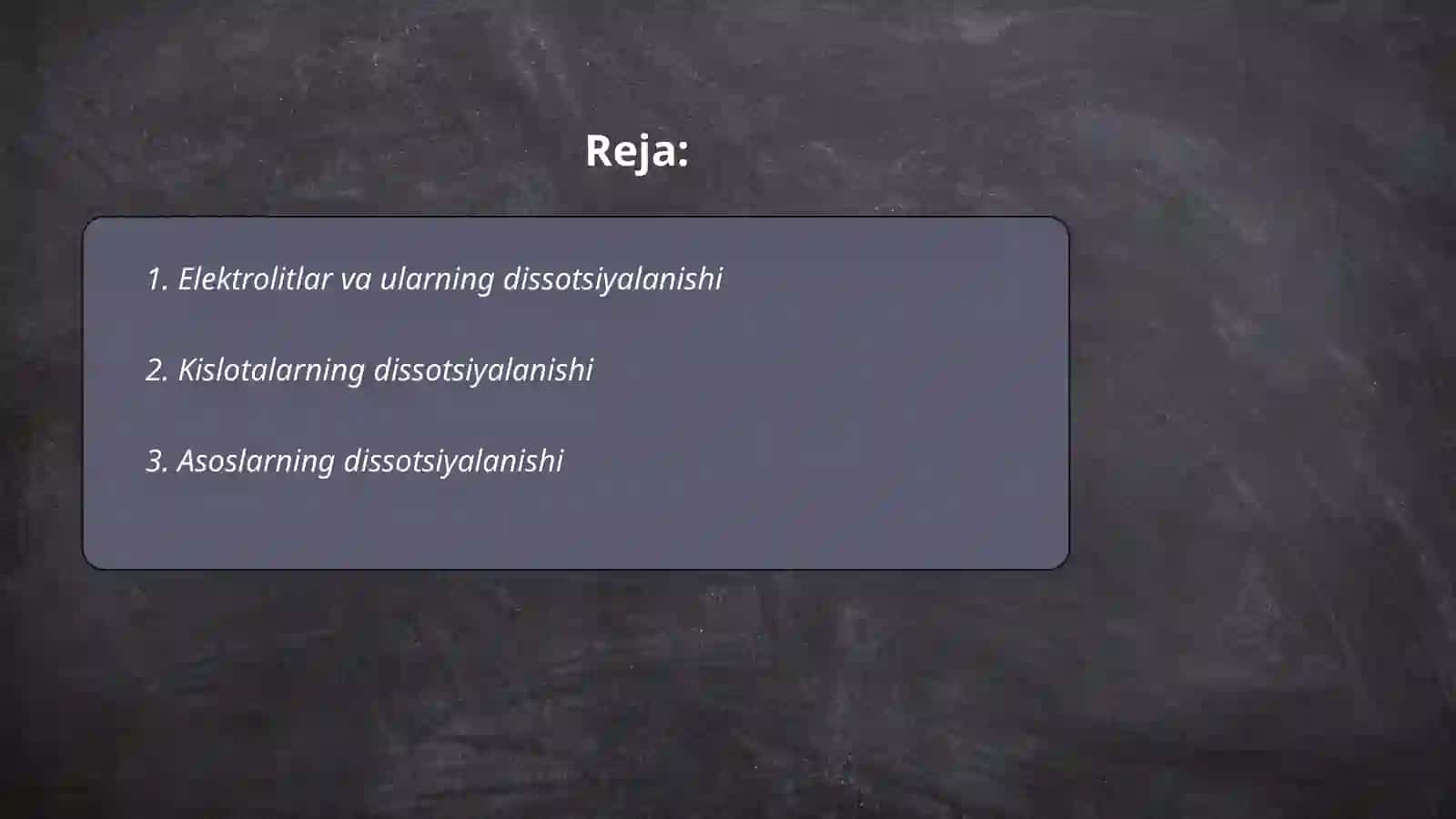 Kislota,Asos va Tuzlarning dissotsiyalanish asoslari 2