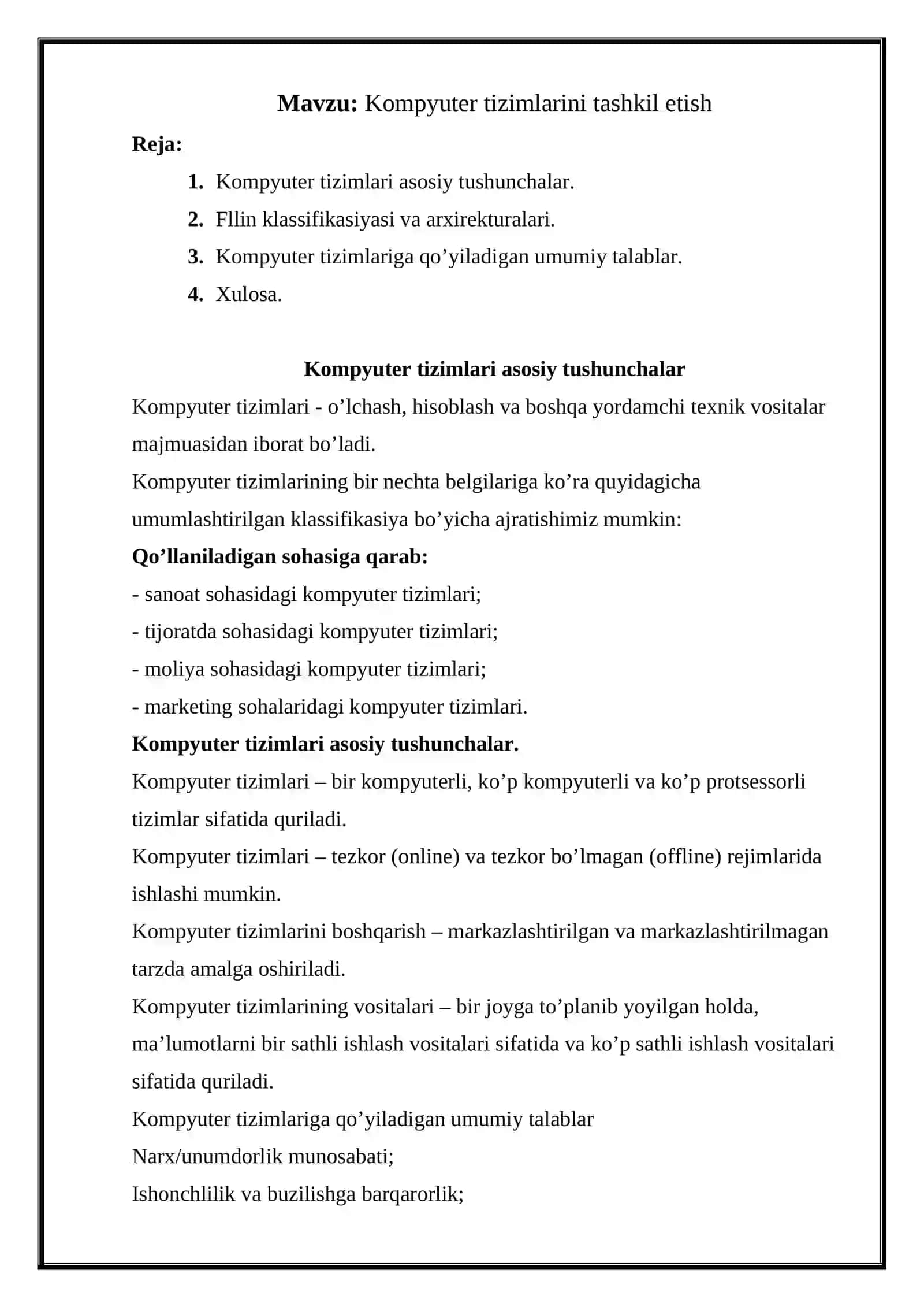 Kompyuter tizimlari asosiy tushunchalar 2