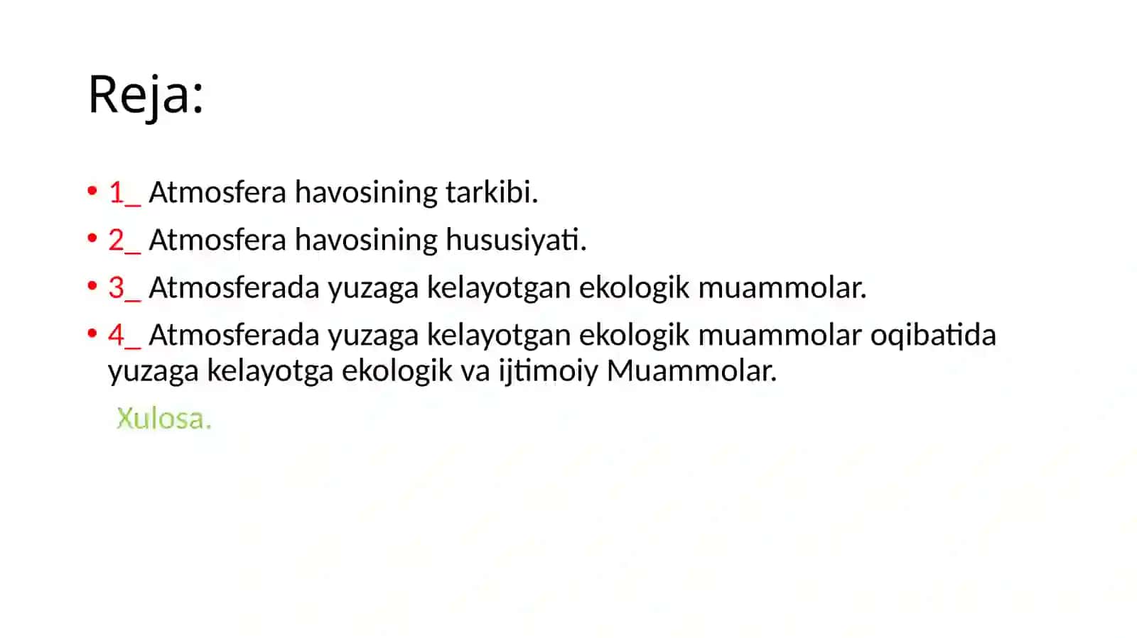 Atmosferaning xususiyati va ekologik muammolari 2