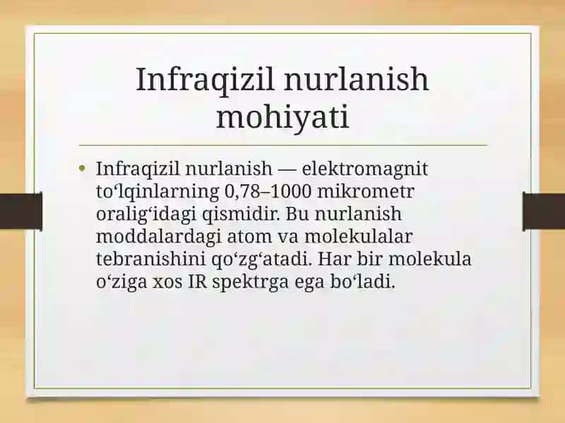 IQ-spektroskopiya haqida umumiy ma’lumot 2