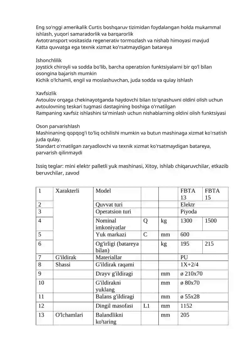 Mini elektr palletli yuk mashinasi 2