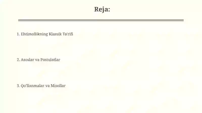 Ehtimolning klassik tarifi 2