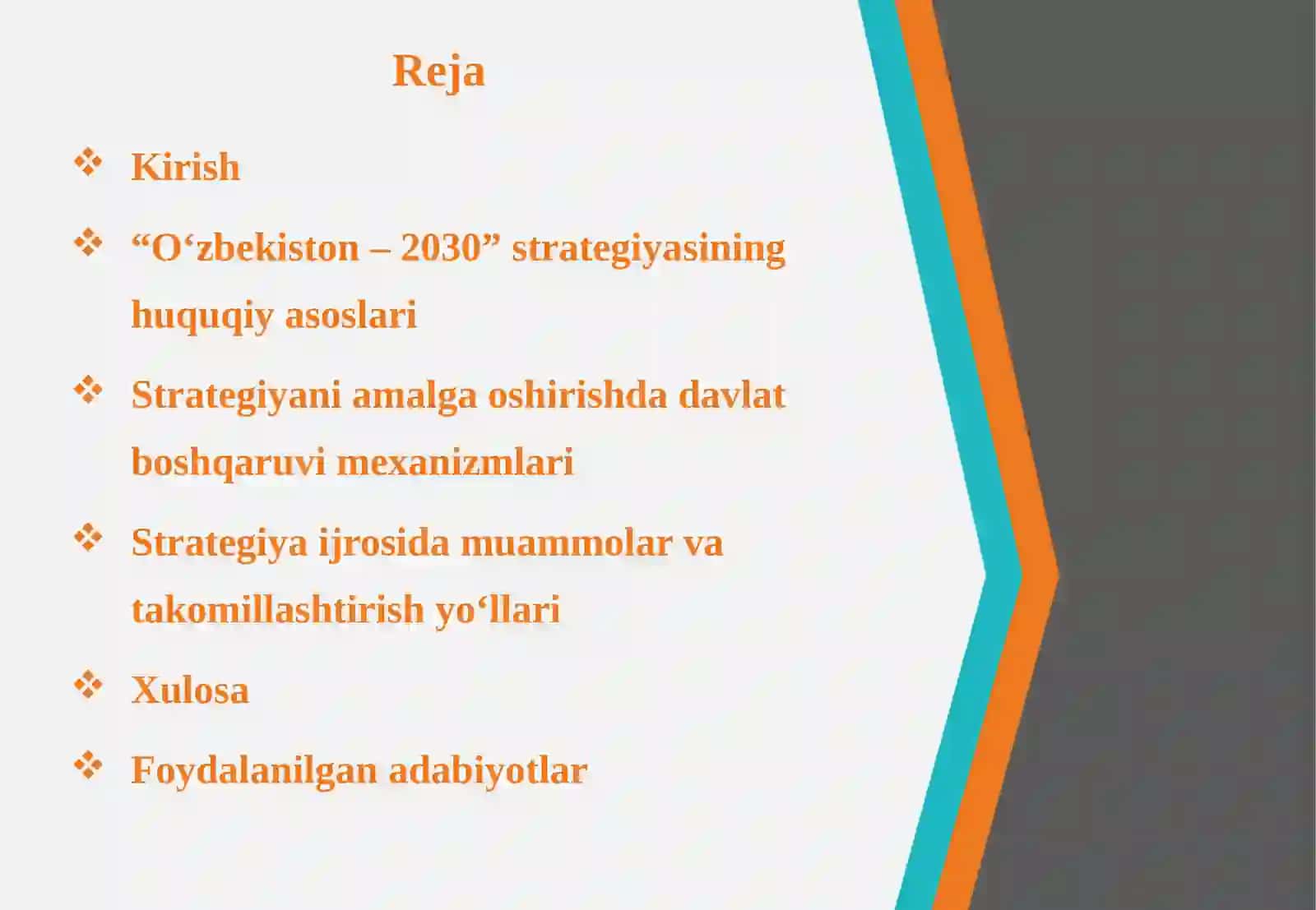 “O‘zbekiston– 2030”strategiyasi 2