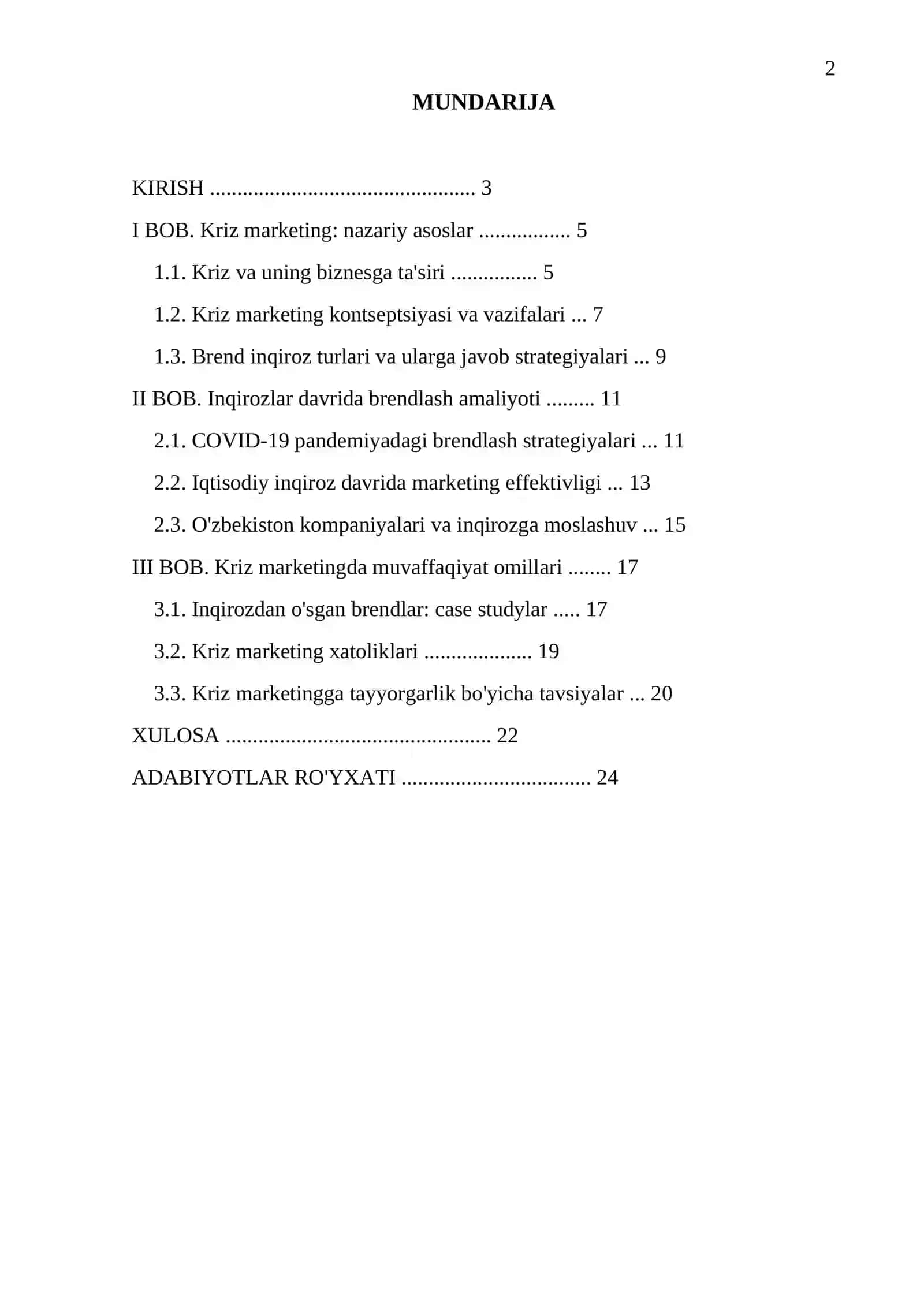 "Kriz marketing: inqirozlar davrida brending" 2