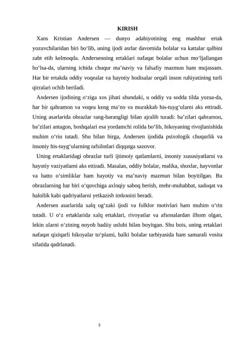 Xans Kristian Andersen ijodi. Obrazlar rangbarangligi 2