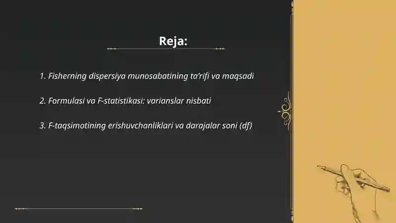 Fisherning dispersiya munosabati 2