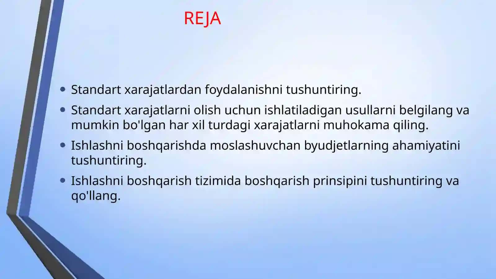 Standart xarajatlardan foydalanish 2