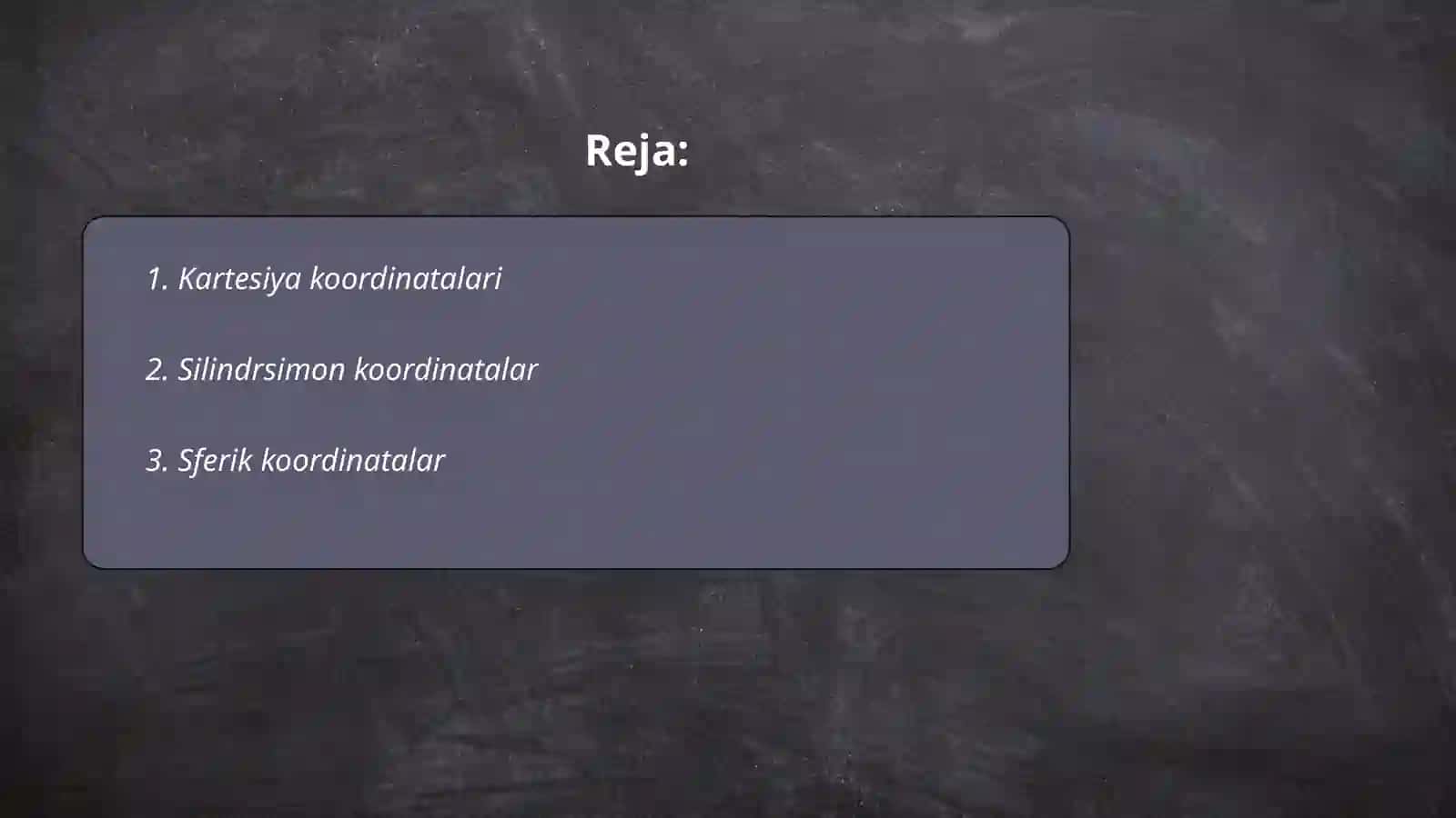 Turli koordinatalar sistemalari 2