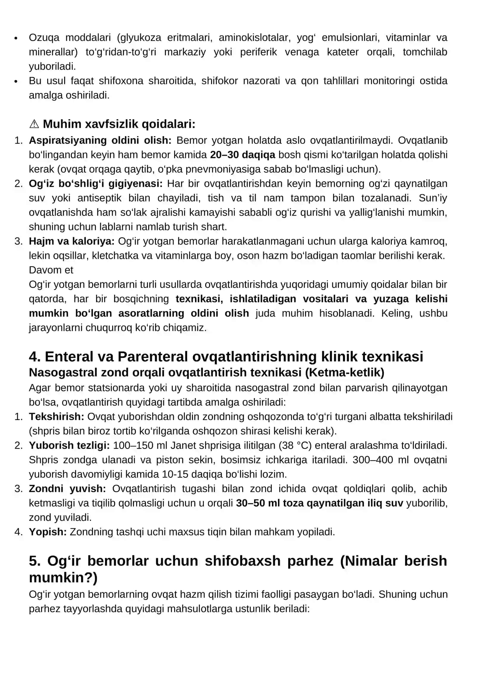 Og`ir yotgan bemorlarni turli usullarda ovqatlantirish 2