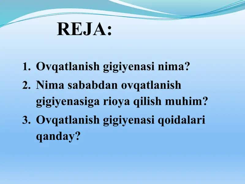 Ovqatlanish gigiyenasi 2
